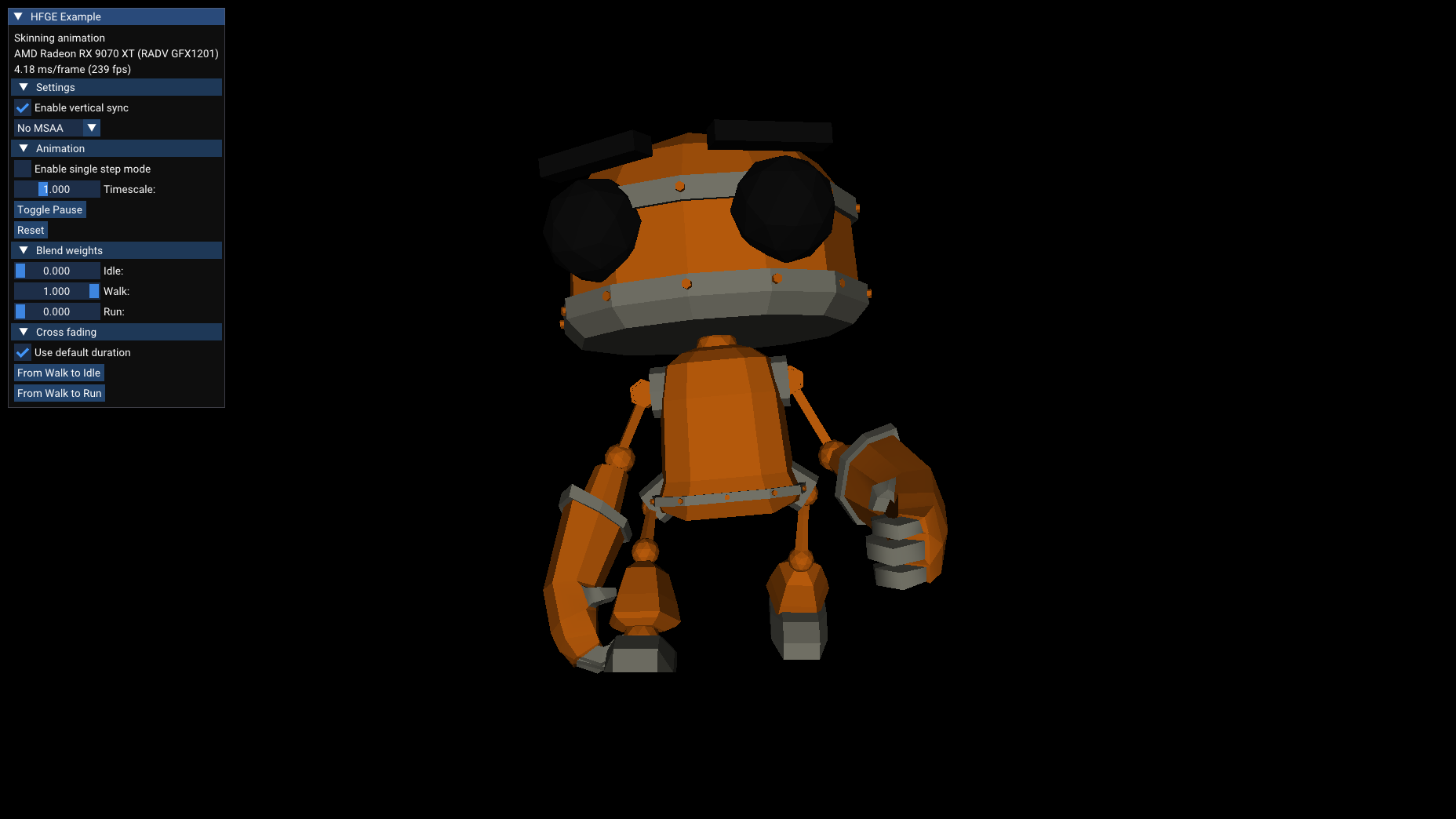 HFGE Example: Skinning animation (with blending)